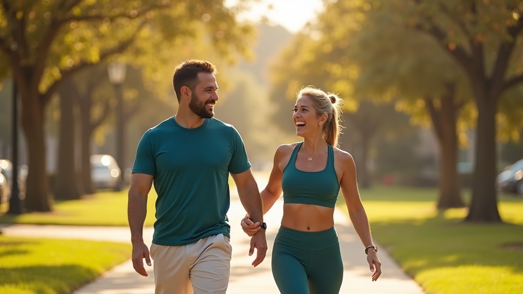 Two women in outdoor setting in The Woodlands, active lifestyle during physician-supervised GLP-1 weight loss program