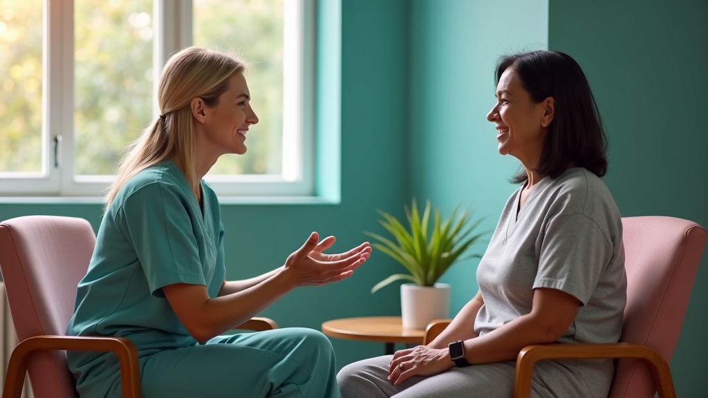 Physician in consultation with patient discussing medical weight loss medication options at Harmony Aesthetics Spa