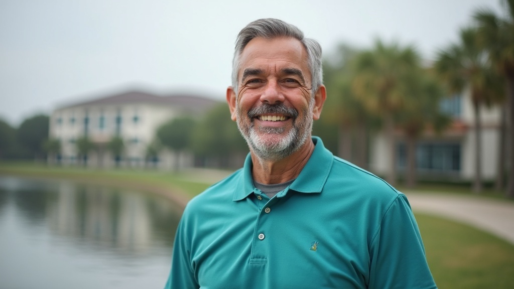Man smiling confidently after physician-supervised weight loss injections program