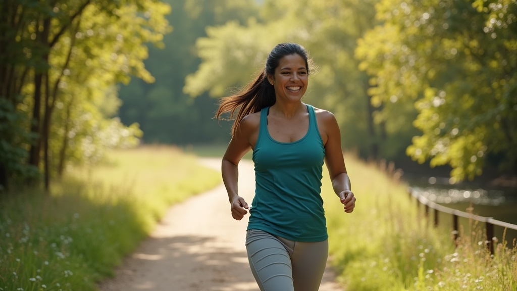 Active woman on the Pundt Park trail in Spring, TX