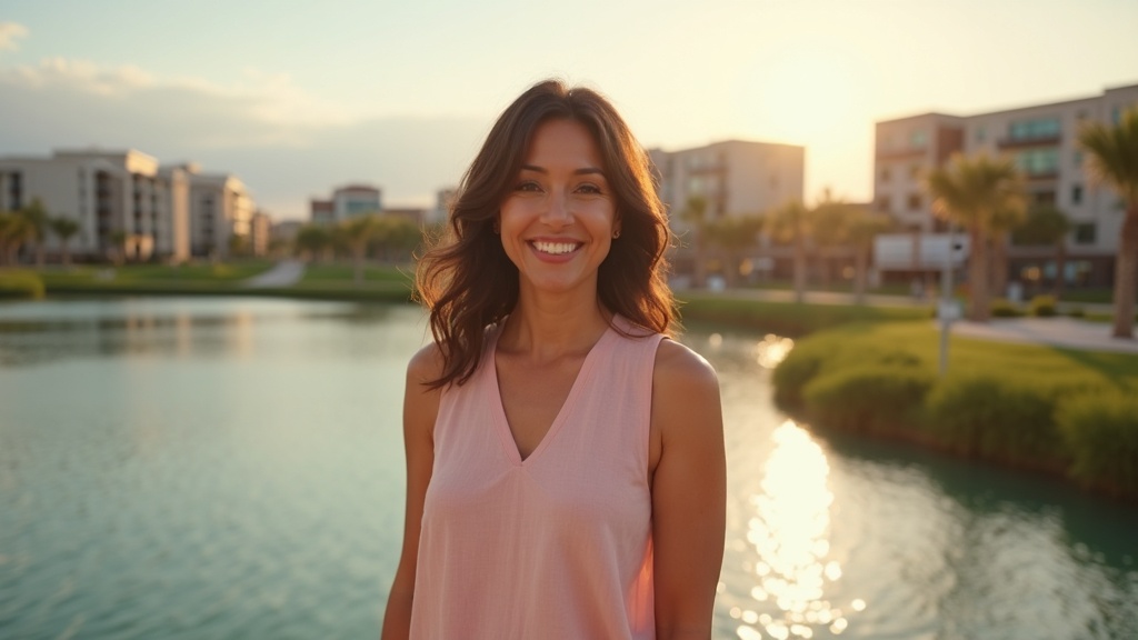 Confident woman enjoying smooth skin after laser hair removal physics treatment near Spring TX waterfront