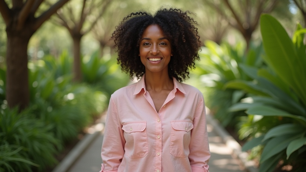 Woman with darker skin tone showing radiant results after alexandrite vs Nd:YAG laser treatment customized for her Fitzpatrick type