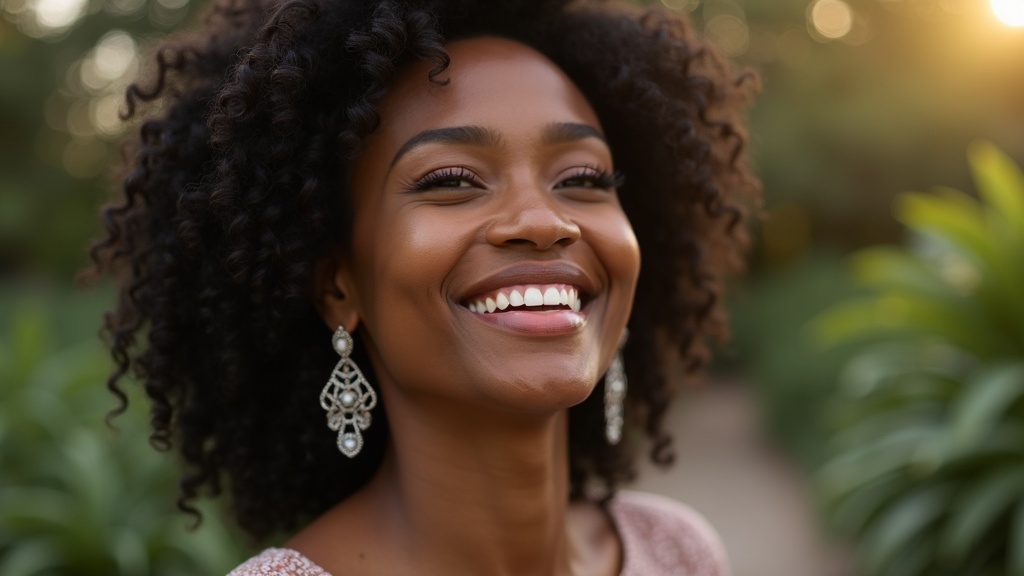 Close-up of woman showing clear even skin tone after IPL vs laser treatment at Mercer Arboretum